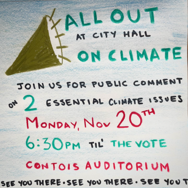 TOMORROW: join us in showing #btvcitycouncil we're watching as they vote on the steam pipeline and carbon pollution impact fee! Bring a sign to Contois Auditorium (Church St.) and your friends 🖤