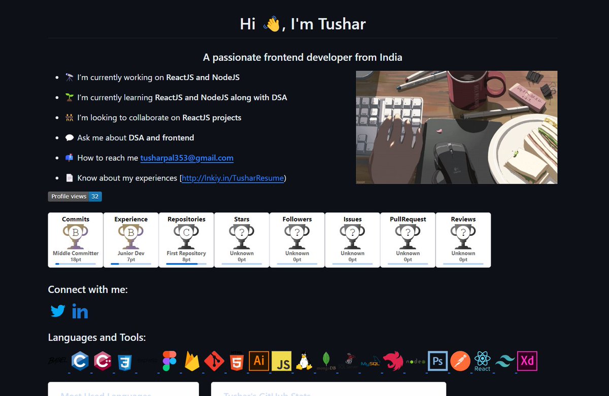 xo_tushar_wrld's tweet image. (1st one is GIF)
#GitHub #githubprofile