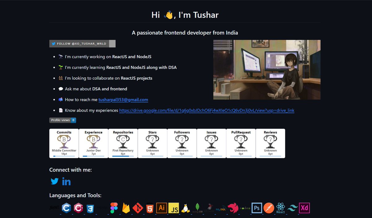 xo_tushar_wrld's tweet image. (1st one is GIF)
#GitHub #githubprofile