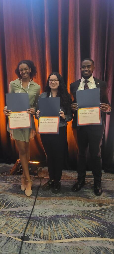 Congratulations to our 2023 BCM PREP scholars for winning poster awards @ABRCMS : Jasmine Brown, Elizabeth Gaytan, William Whitfield. @bcmhouston @BCM_GradDiverse