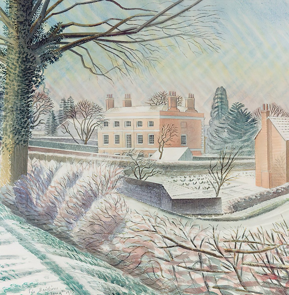 ‘The Vicarage in Winter’ Eric Ravilious, watercolour, 1935. Part of our Christmas/Winter card collection for 2023. 5% of proceeds go to @Shelter. rathergoodart.co.uk/product/eric-r… #ericravilious