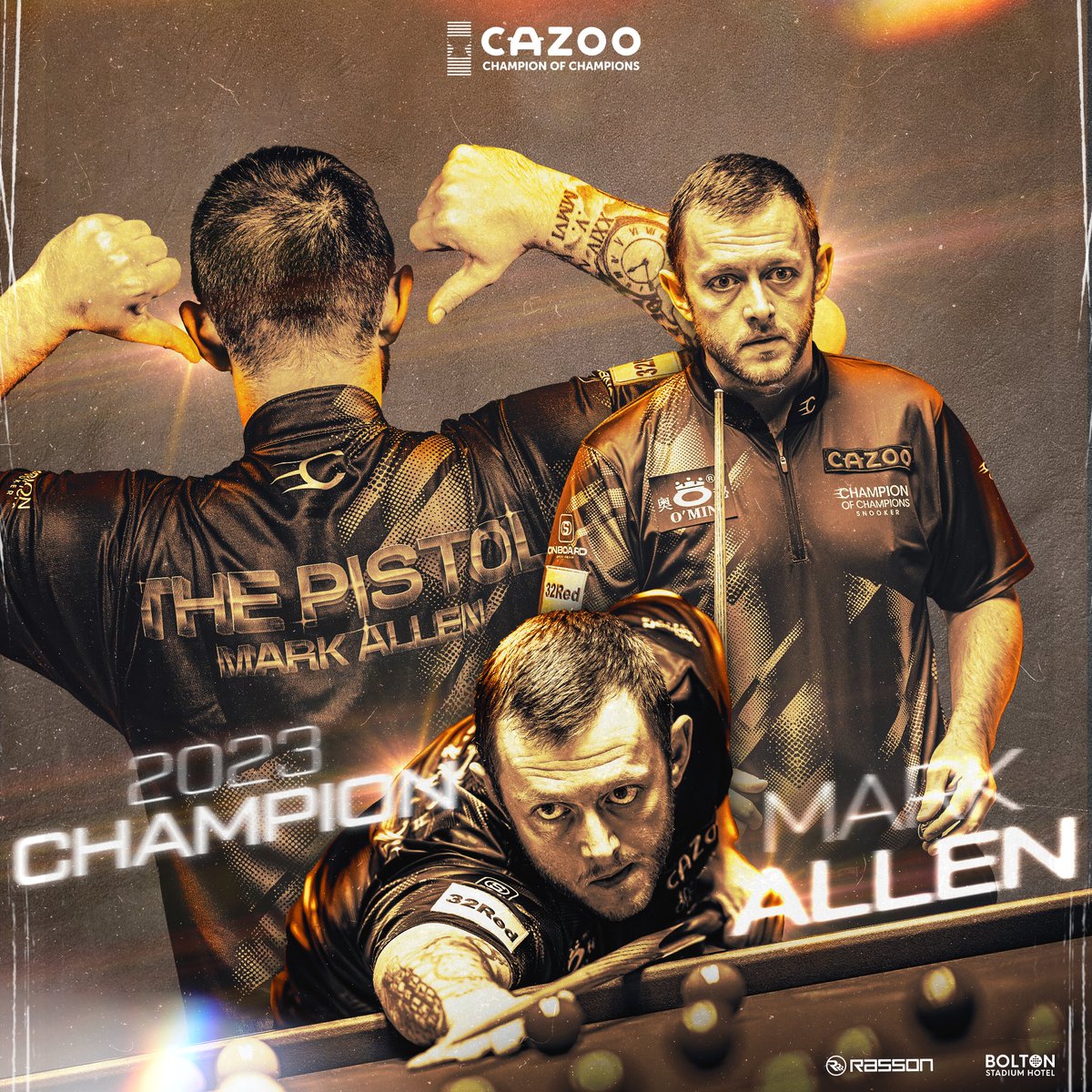 ChampOfChamps's tweet photo. 👑 Three years after claiming his first title, he's is back at the very top of the game. 

🏆 Your 2023 Champion of Champions....

🔫 𝐓𝐡𝐞 𝐏𝐢𝐬𝐭𝐨𝐥, 𝐌𝐚𝐫𝐤 𝐀𝐥𝐥𝐞𝐧!

#Cazoo | #ChampOfChamps https://t.co/QiZJ7p3PCA
