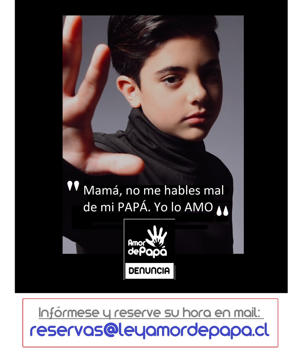 AmordePapa's tweet photo. OJALÁ QUE SU HIJO NO ESTÉ SUFRIENDO ÉSTO.¿HASTA CUÁNDO ESPERARÁ PARA DEFENDER SUS DERECHOS?

Le invitamos a ACCIONAR correctamente:
CAPACITACIÓN ESPECIALIZADA/PERSONALIZADA ONLINE en #LEYAMORDEPAPÁ

INFÓRMESE escribiendo a reservas@leyamordepapa.cl

Visite https://t.co/JvIp16yZ1n https://t.co/HfQ2Gj6xLd