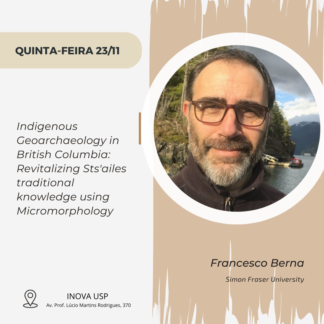 labmicrousp's tweet photo. Estamos a poucas horas do DIG-GEGAL...
Uma das palestras aguardadas é do Professor Francesco Berna sobre o uso da geoarqueologia e da micromorfologia associada ao conhecimento tradicionais https://t.co/P9yw9WPxId