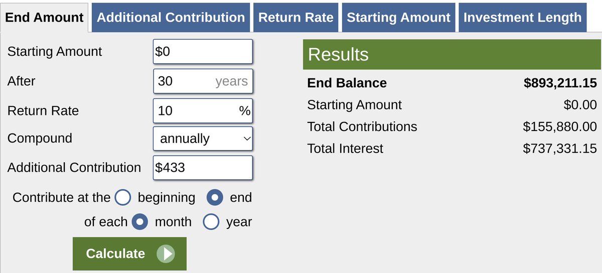 FreedomFinLB's tweet image. If you are able to invest $100 per week into the S&amp;amp;P 500, such as $VOO $SPY $IVV $FXAIX, you're set to be at/near $900,000 after 30 years.