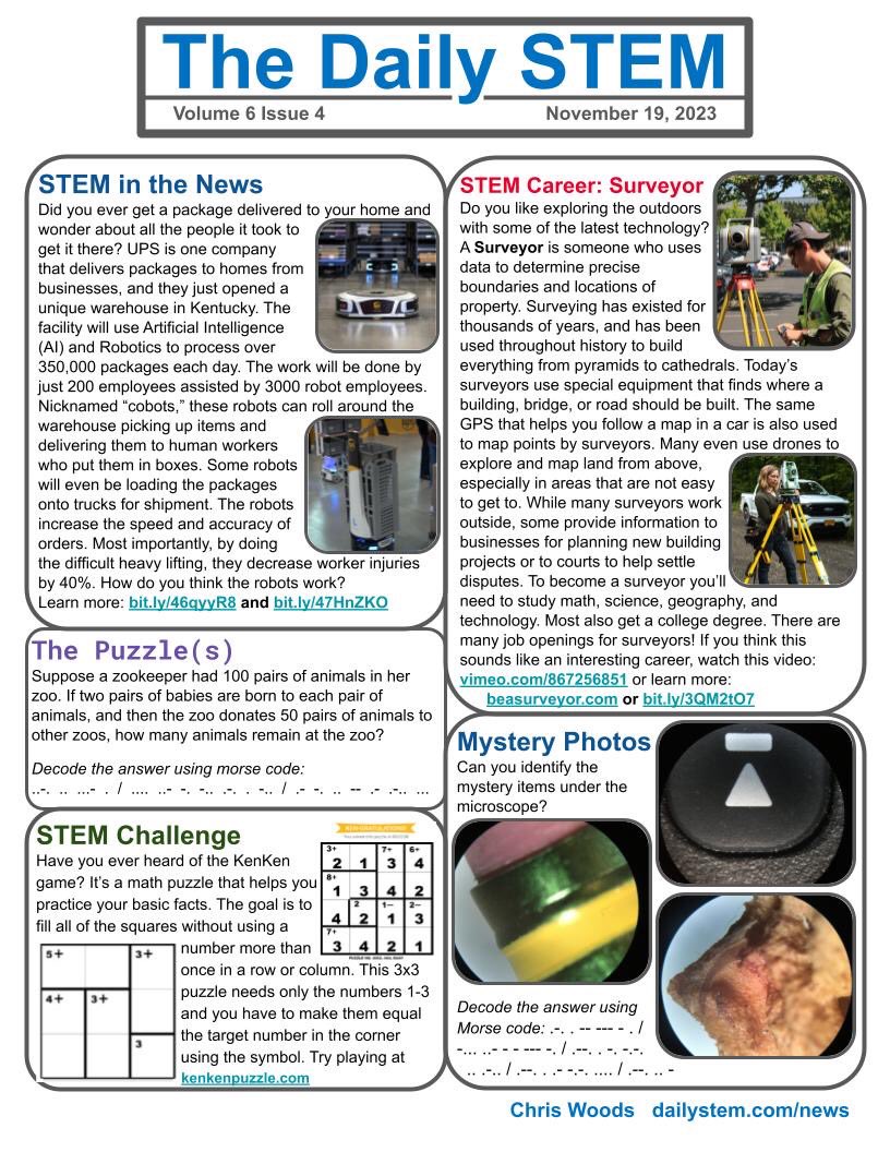 I hope you enjoy this new issue of The #DailySTEM, perfect for building #STEM skills through #literacy! Download every issue free at dailystem.com/news