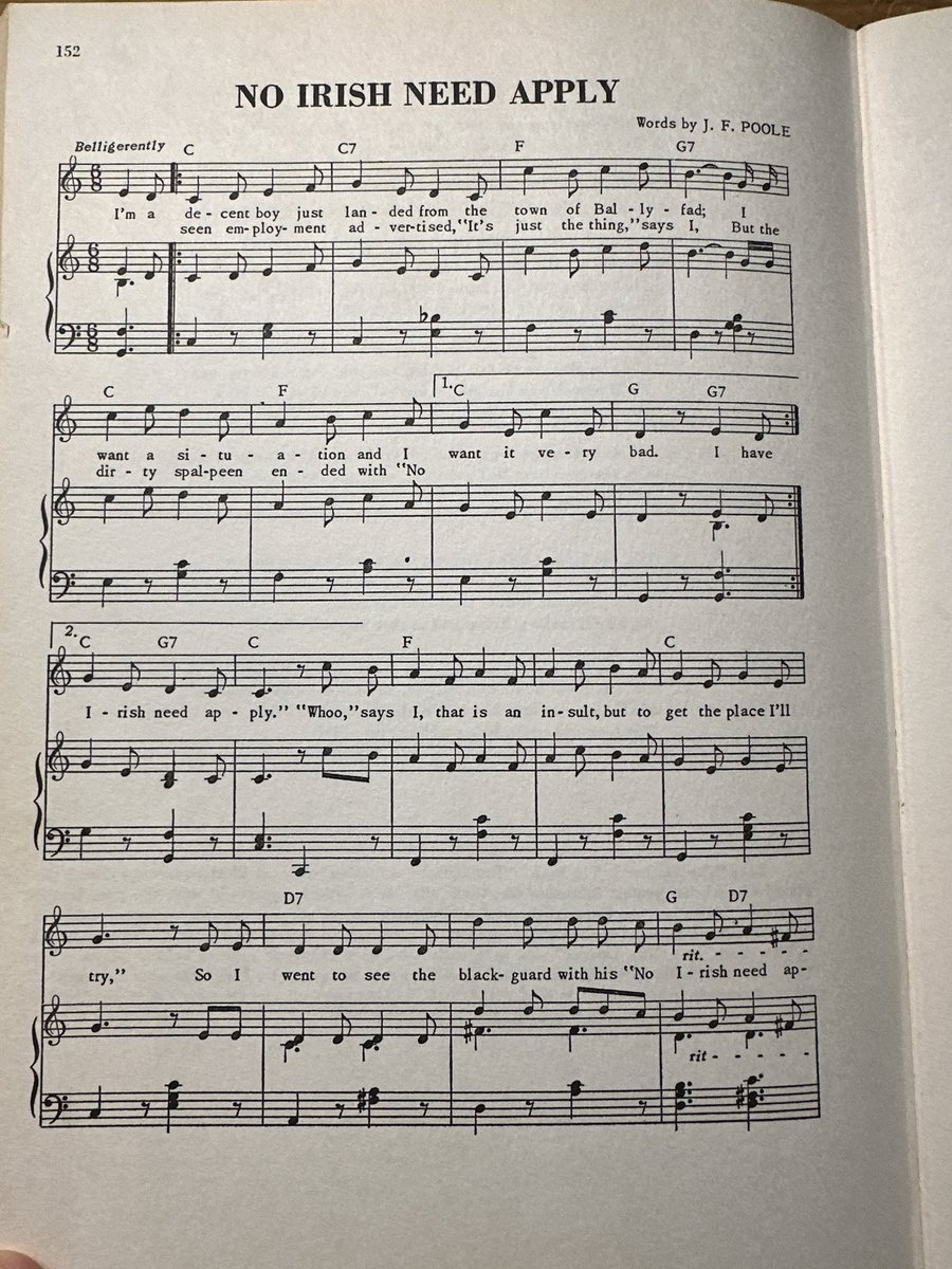 CaltonBooks's tweet photo. An Interesting USA Workers/Labour song book has came into my ownership. Just one of the songs on it @TheWakes
#NoIrishNeedApply https://t.co/fqggEQA8xp