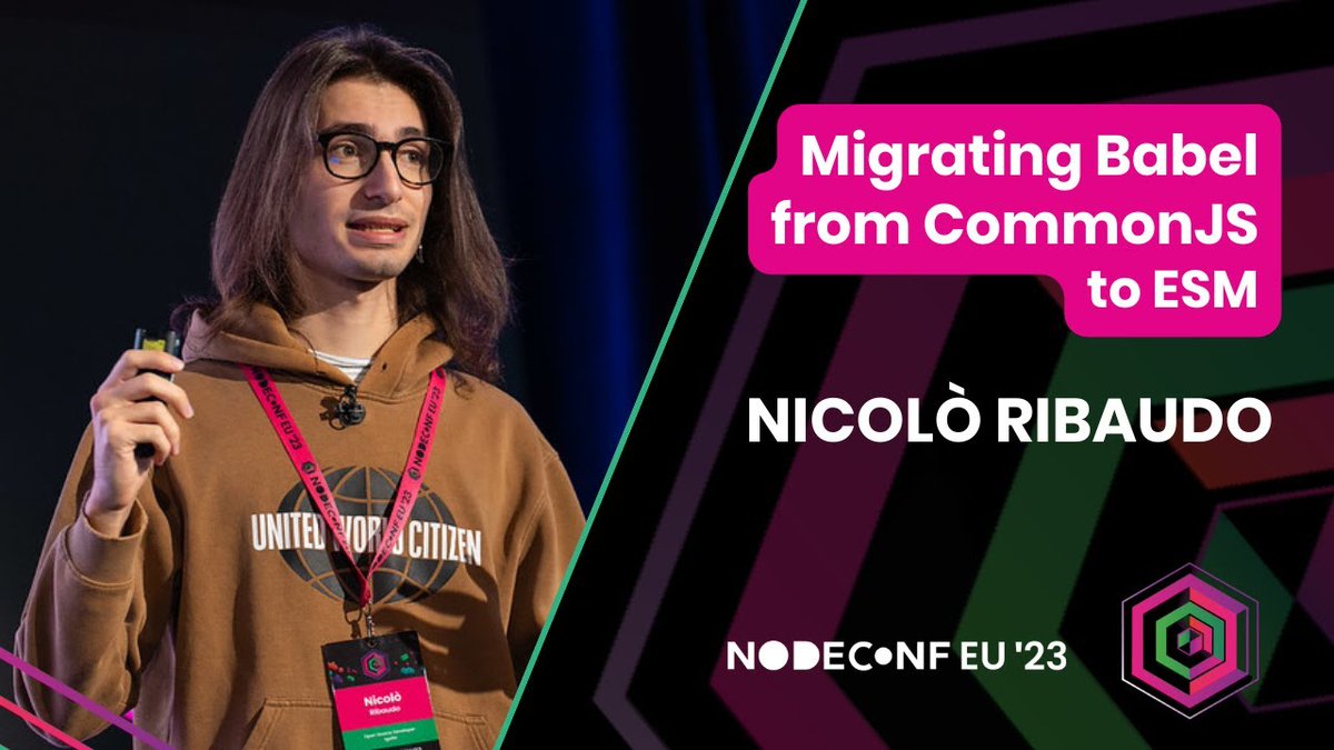 📹 Watch back #NodeConfEU | Nov 2023 @NicoloRibaudo | Migrating Babel from CommonJS to ESM 📺 >> nf.ie/46i0neg #Nodejs #JavaScript #OpenSource
