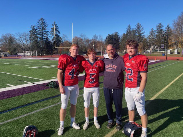 EastchesterFB's tweet photo. Congratulations to Aidan Schultz, Kieran McCloskey and Sean Mannion who represented Eastchester in the 2023 Section One Senior All Star Game! #EastchesterFootball #EagleNation #WeAre @Eagle___Nation https://t.co/F7CgZPUxSS