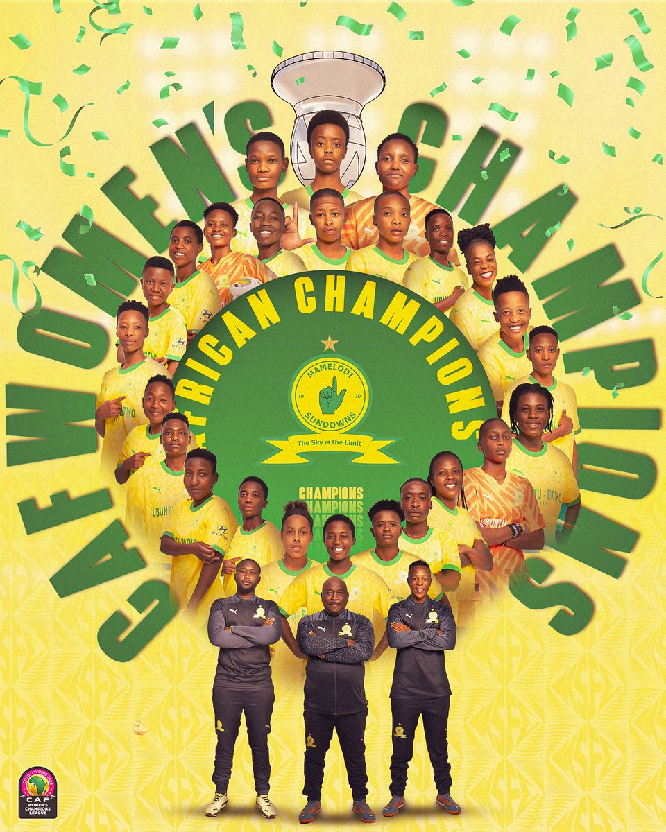 🌟𝑪𝑯𝑨𝑴𝑷𝑰𝑶𝑵𝑺 𝑶𝑭 𝑨𝑭𝑹𝑰𝑪𝑨 🌟

Banyana Ba Style write history as they become two-time continental champions! 🏆🌍 

#SundownsLadies #CAFWCL #EmpoweringOurGame