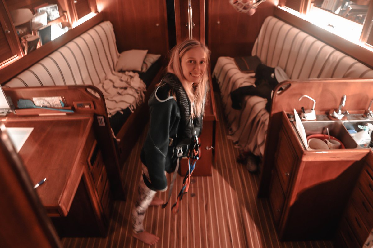 Shout out to the sailors who live their life stood at a weird 20° angle or more.

Yes, the boat gets messy after a few days in rough seas. 

#sailing #sailor #womenwhosail #circumnavigation #sailboat #ocean #nomad #travellers #boat #offshoresailing #offgridliving