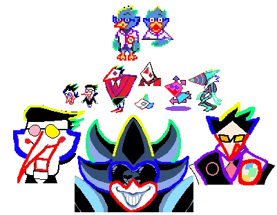 people think deltarune enemy design is random and unpredictable but. there's not too many leaps of logic if you consider what they're pulling from (hint)