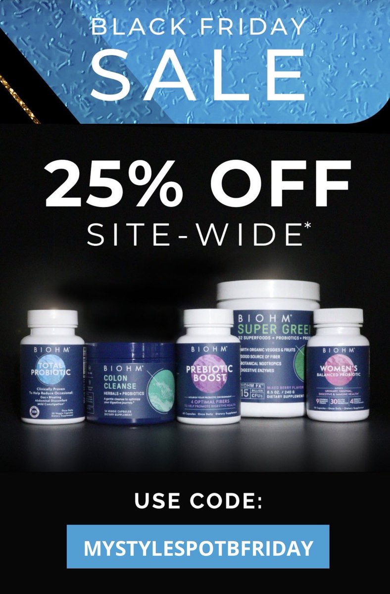 ladyboarder9669's tweet photo. RT! #DEAL SHOP 25% OFF SITEWIDE!! @biohmhealth
#BIOHM USE MY CODE: MYSTYLESPOTBFRIDAY #probiotics #multivitamin ENDS 11/28 #detox #cleanse #bloat #multivitamin #prebiotics #biohm #bloating #supplements #blackfriday #cybermonday #healthyliving https://t.co/Gynb7GEH3E… ad https://t.co/Ihl5N3QVFd
