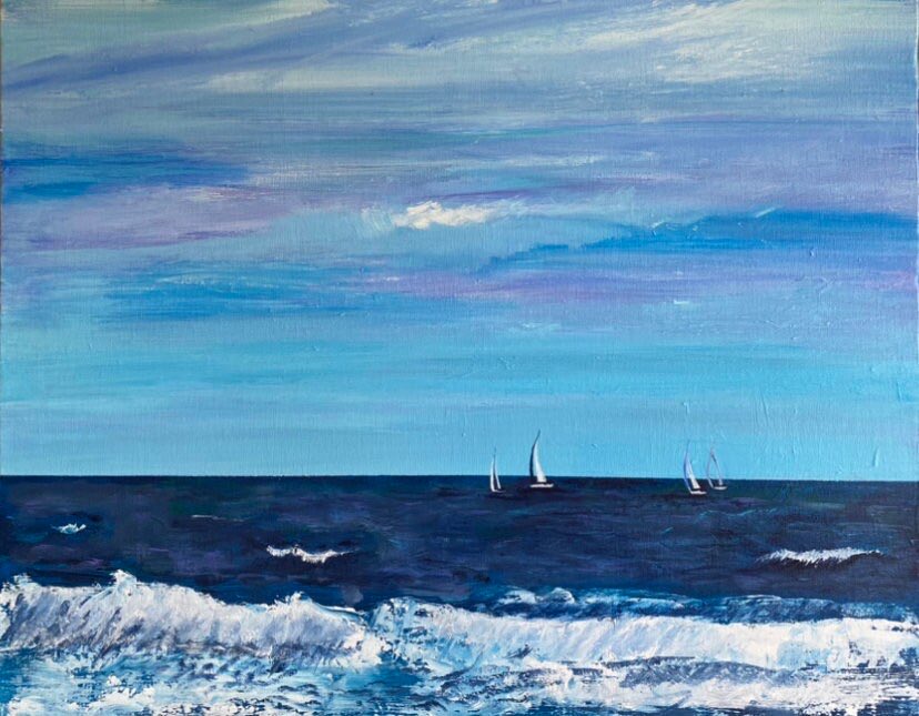 Feel the fresh sea air in this piece of original acrylic art? #shopindie cardsbymormorjan.etsy.com/listing/135565… #UKCraftersHour #HandmadeHour #craftbizparty #homegift