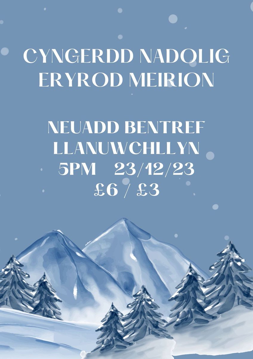 ✨🎄Cyngerdd Nadolig Eryrod Meirion🎄✨ ⛄️Dim angen tocyn. Talu ar y drws - arian parod yn unig os gwelwch yn dda. ⛄️Cyfraniad o’r elw at elusen Banc Bwyd De Meirionnydd.