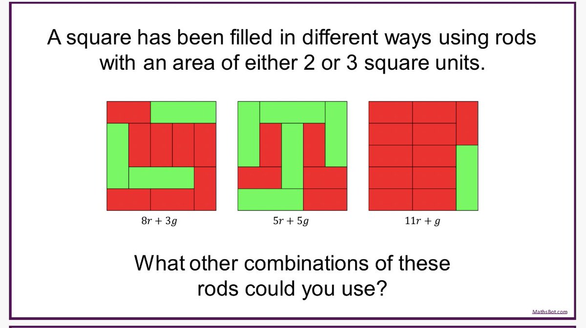 StudyMaths's tweet photo. How many solutions?

What if you change the size of the square or use different rods?

#1001MathsBots https://t.co/WjwTdhpJRS