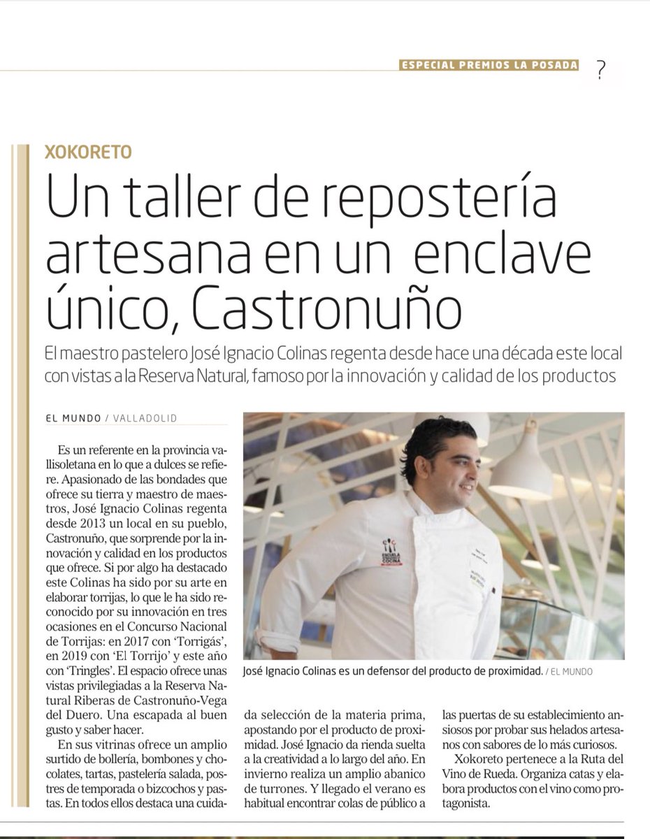 “Un taller de repostería artesana en un enclave único, Castronuño.”Os dejamos el reportaje publicado el miércoles en el suplemento especial <a href="/LaPosadaElMundo/">La Posada-El Mundo</a> de el <a href="/DiarioCyLMundo/">Diario de Castilla y León</a>
