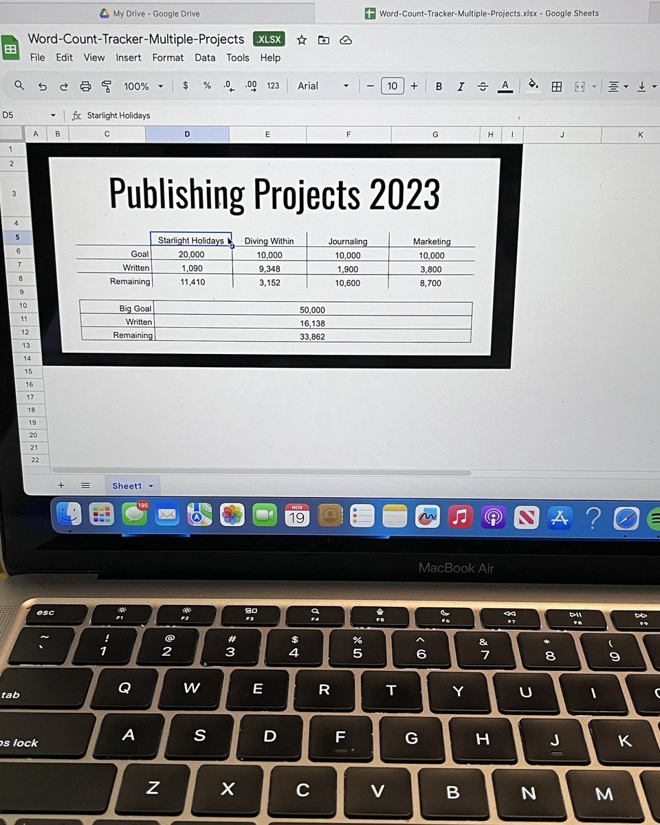 christyvourcos's tweet photo. I have learned how to keep track of my word count through Google Sheets. I’m also glad to have @writersatelier’s multiple projects tracker edited into Google Sheets. The first is theirs edited and the next two photos feature my own tracker inspired by @savethecat. https://t.co/uegCyKYlAi