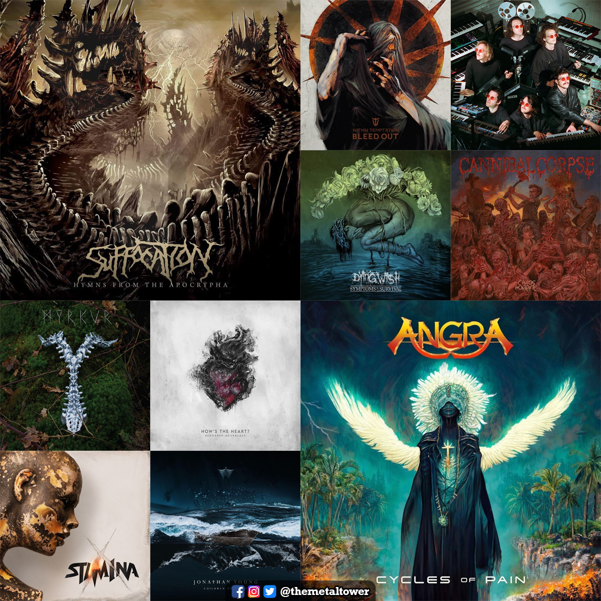 themetaltower's tweet photo. 🔥#Top100Metal 👉https://t.co/AdPC8kkUSO
#WithinTemptation #KingGizzardAndTheLizardWizard #DyingWish #CannibalCorpse #Suffocation #Angra #Myrkur #BloodredHourglass #Stam1na #JonathanYoung https://t.co/MiLPlycLqS