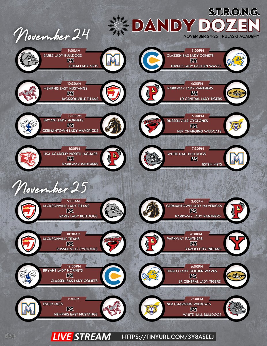 🏀✨ After Thanksgiving, gather your family for an unforgettable experience with fire matchups at the #DandyDozenInvitational, held at Pulaski Academy on November 24-25.

It's approaching fast, and we've got everything you need to know. Check out the schedule, game times, and