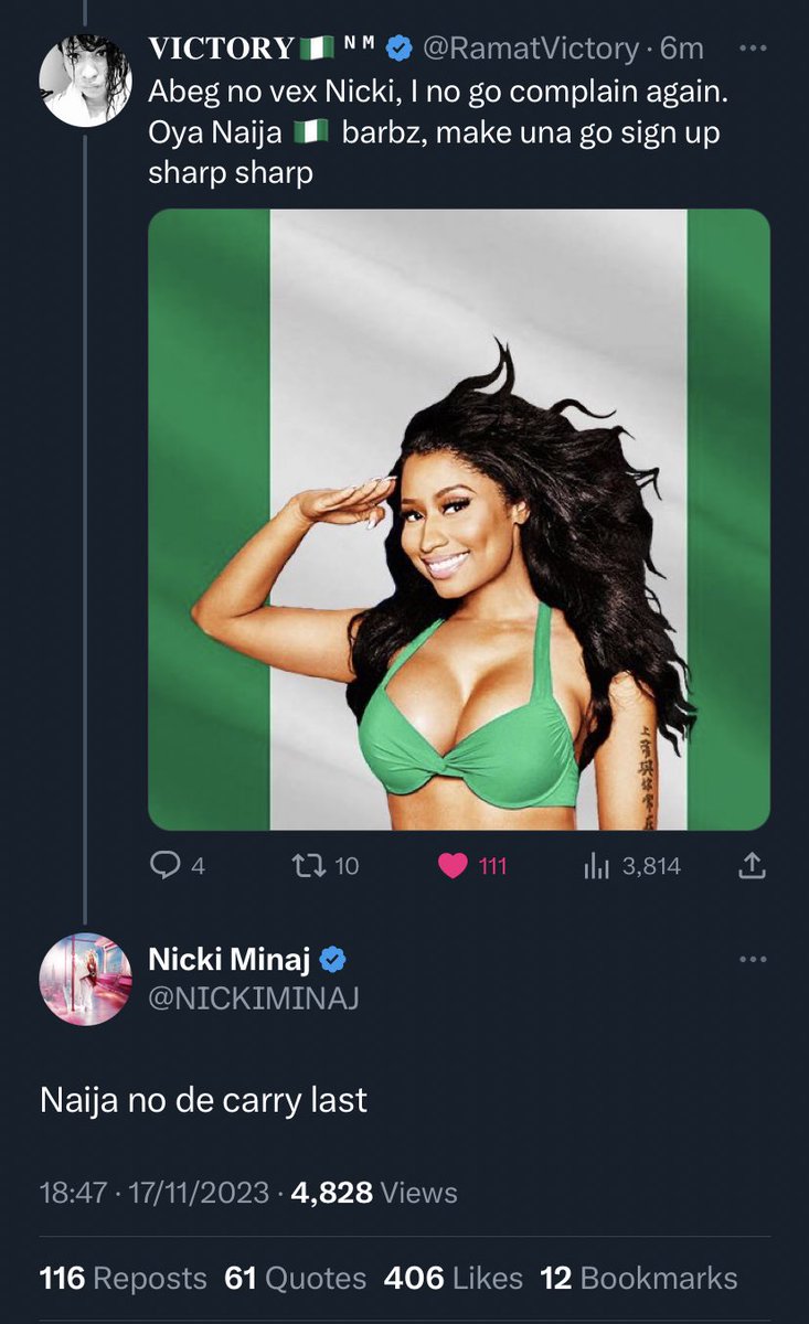 RamatVictory's tweet image. I will forever be gagged by this interaction between Nicki Minaj and myselfππ³π¬
