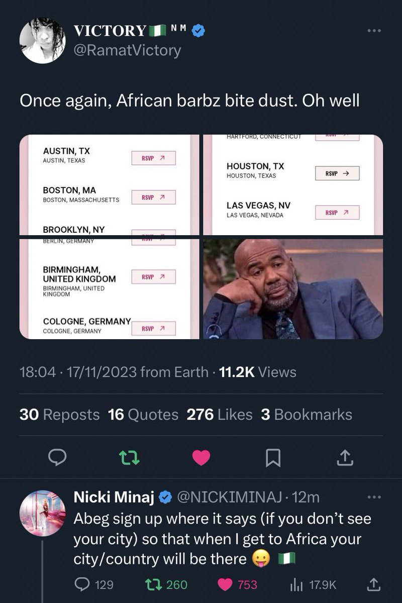 RamatVictory's tweet image. I will forever be gagged by this interaction between Nicki Minaj and myselfππ³π¬