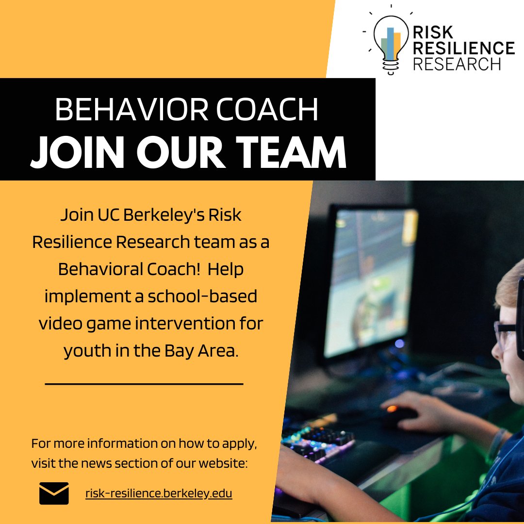 Come join our team as a Behavioral Coach and help us implement a school-based video game intervention in the Bay Area. Check out details here: careerspub.universityofcalifornia.edu/psp/ucb/EMPLOY…