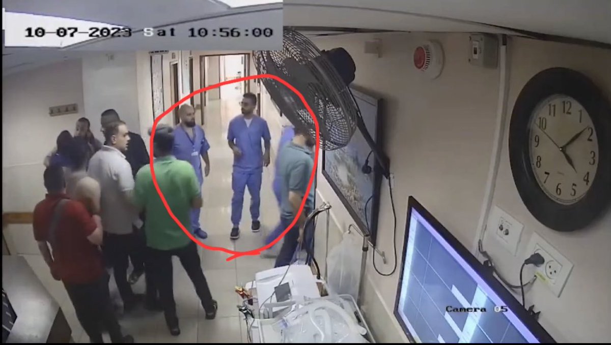See the medical staff of Shifa hospital there? Casually speaking to armed Hamas terrorists who just led a hostage into the room on the right.

They all knew. All the doctors and nurses of Shifa hospital knew. They all lied.