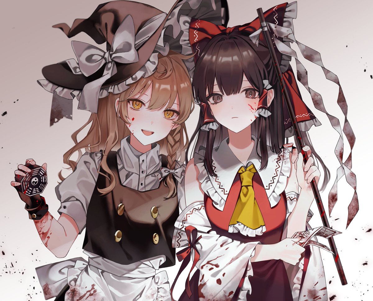 博麗霊夢 ,霧雨魔理沙 「妖怪退治の専門家 #東方Project 」|花夜🥀春例い14bのイラスト