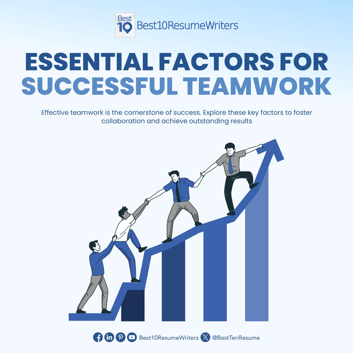 BestTenResume's tweet photo. Working together is the key to success! Ever wonder what makes a group a great team? 🤝 And, how do you let employers know you've got those teamwork skills? 📋  Find out the secrets to great teamwork with this infographics.  #Best10ResumeWriters #TeamworkFactors #Teamwork https://t.co/79ByZNlE2x
