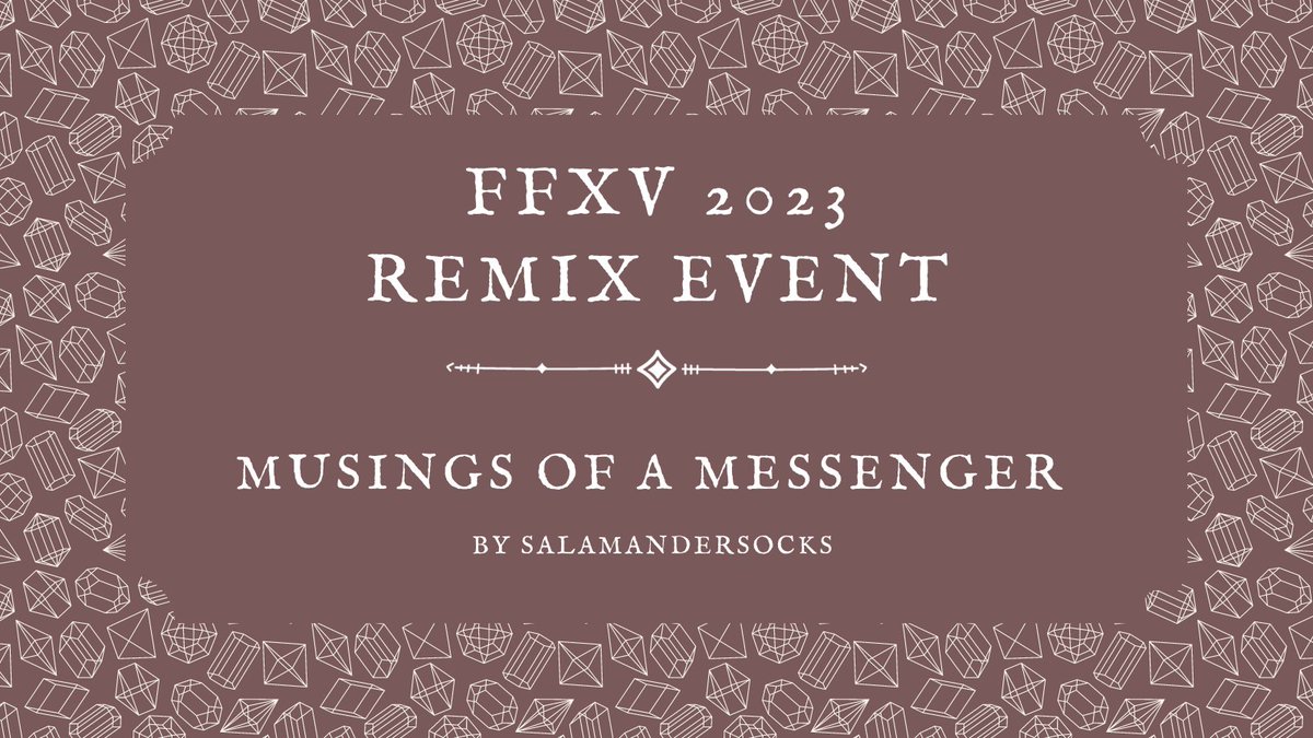 🎆2023 FFXV REMIX SPOTLIGHT 🎆

~Musings of a Messenger~ by @Ammy_Okami 

Post Dawn, a second chance is given to Noctis and his furry companion. 

A story in which Umbra is the Goodest Boy.

archiveofourown.org/collections/ff…