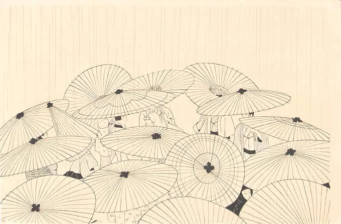 Discovered Komura Settai's black and white insert illustrations 