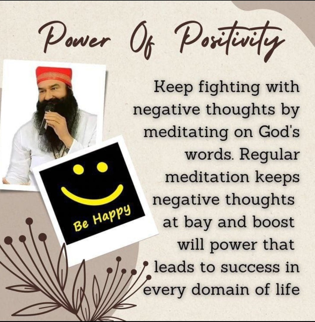 Controlling your negative thoughts is the biggest challenge in life.  Saint MSG explains that Meditation is a super tonic that can get rid of negative thoughts.  More than 6.5 crore people are living positive lives by #DefeatingNegativity by adopting meditation method.