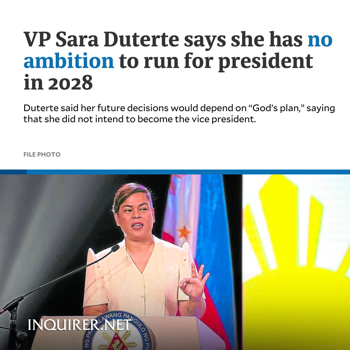 Wala na bang maisip na bagong script si Sara? Lahat naman ng sinabi nya hindi sya tatakbo in the end tumatakbo sya. Pag sinabi nya hindi sya tatakbo ay siguradong sigurado tatakbo sya. Gasgas na gasgas na yan. Napanood ko na yan. 🤣🤣🤣