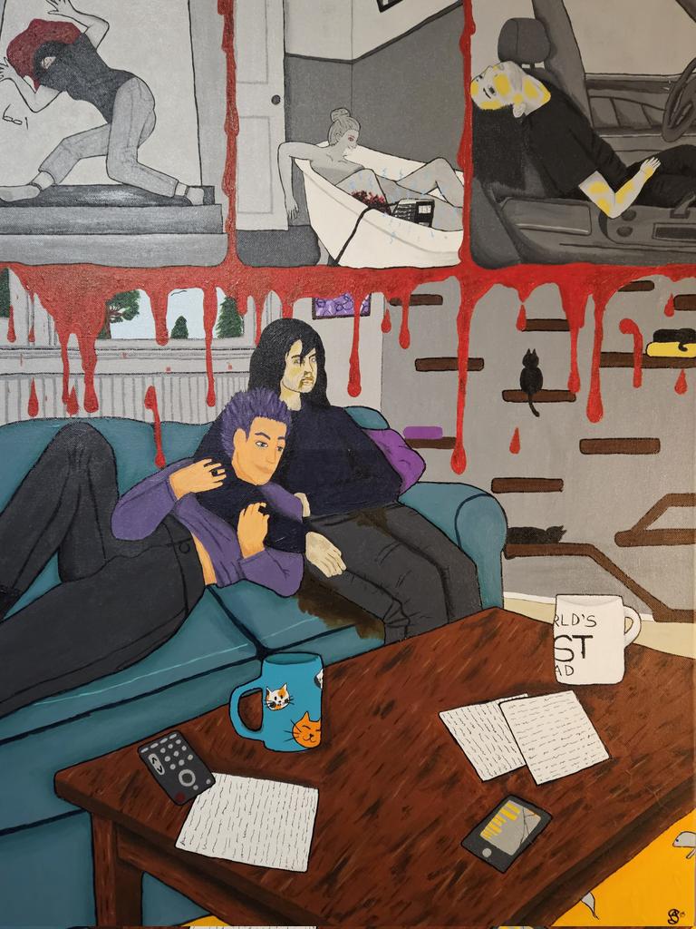 <a href="/DeadxBttrflies/">levi 💀🦋 (comms open!)</a> <a href="/MHAHorrorBang/">My Horror Academia Bang</a> I LOVED working with Levi! Their mind is twisted and incredible 💜

Art is hidden for blood , implied murder or suicide , body horror / decay