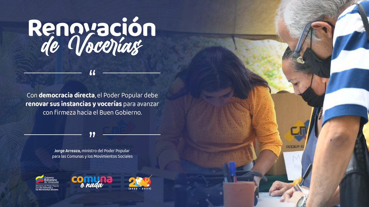 mincomunas_ve's tweet photo. #Entérate 🗣️ iEl Poder Popular se renueva! 🗳️

Es momento de reencontrarnos, de fortalecer nuestra democracia participativa y protagónica desde las bases populares.

#VamosAReencontrarnos https://t.co/W4AfEppYPJ