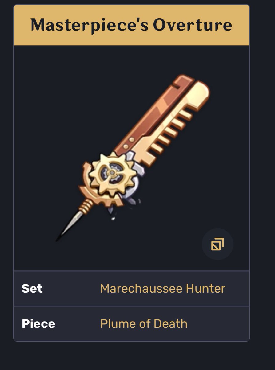 this one is a reach and speculation but when you are talking to fontaine katheryne they gonna said this about them looking like “a masterpiece of the fontaine research institute”

alain piece title in marechaussee hunter set is masterpiece’s overture👀