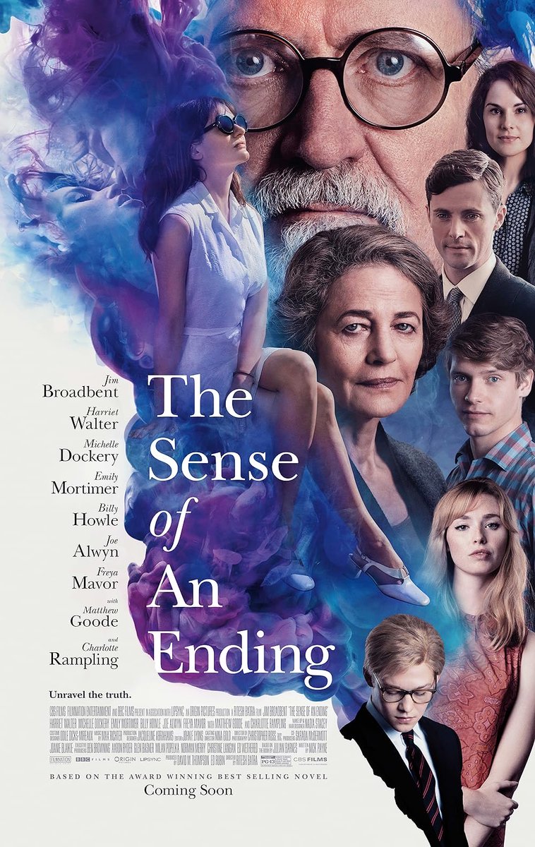 SaveRedlandLibr's tweet photo. 10pm TODAY on @BBCTwo 

The #Mystery #Drama film🎥 “The Sense of an Ending” directed by #RiteshBatra &amp; written by #NickPayne

Based on the 2011 novel📖 by #JulianBarnes

🌟#JimBroadbent #CharlotteRampling #JoeAlwyn #MatthewGoode #MichelleDockery #HarrietWalter #PeterWight https://t.co/7gXXFfqHnR