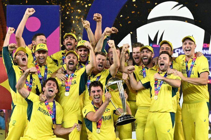 Todd_Greenberg's tweet photo. Special group this one! 
Congrats on a great campaign 
🇦🇺🏏 🏆 
@ACA_Players @CricketAus 
#CWC23 #WORLDCHAMPIONS #INDvAUS https://t.co/VWQ7qoFzbM