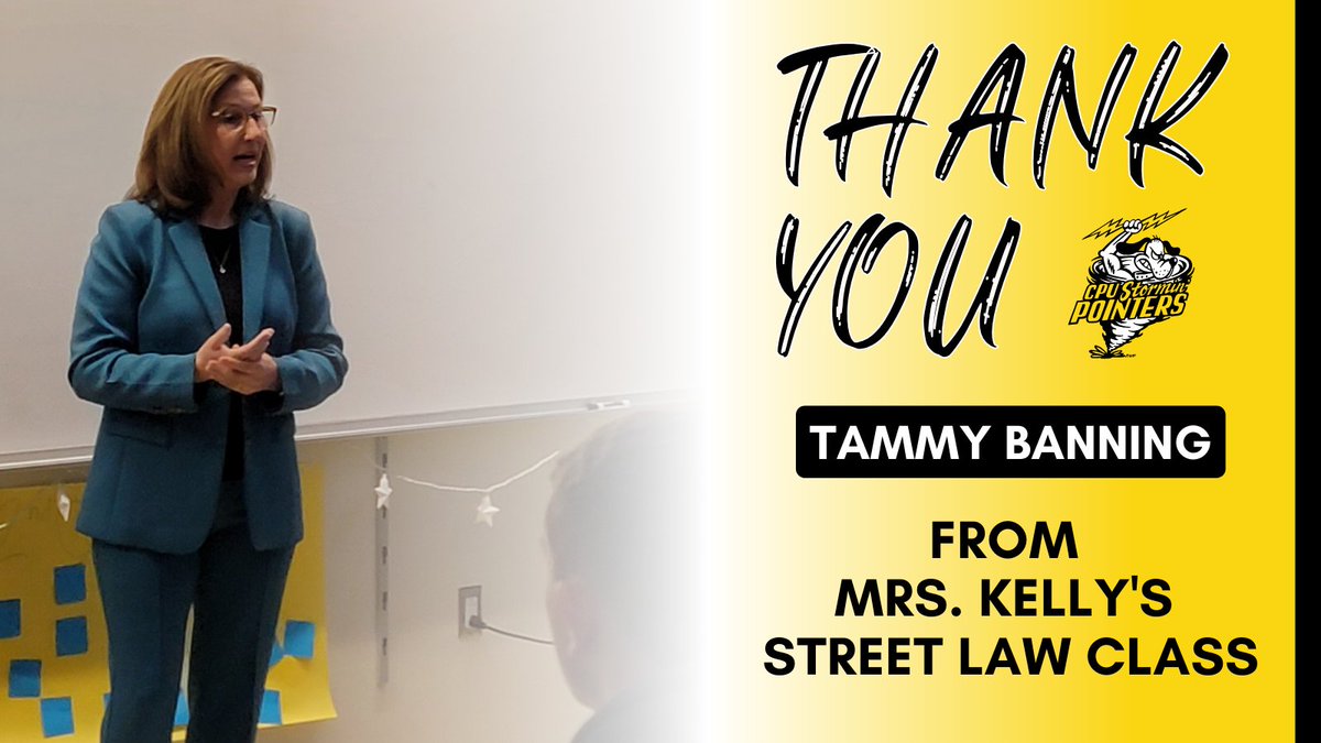 Mrs. Kelly's Street Law class had the opportunity to hear from Tammy Banning about her career as an assistant public defender. We would like to thank her for sharing her knowledge and expertise!