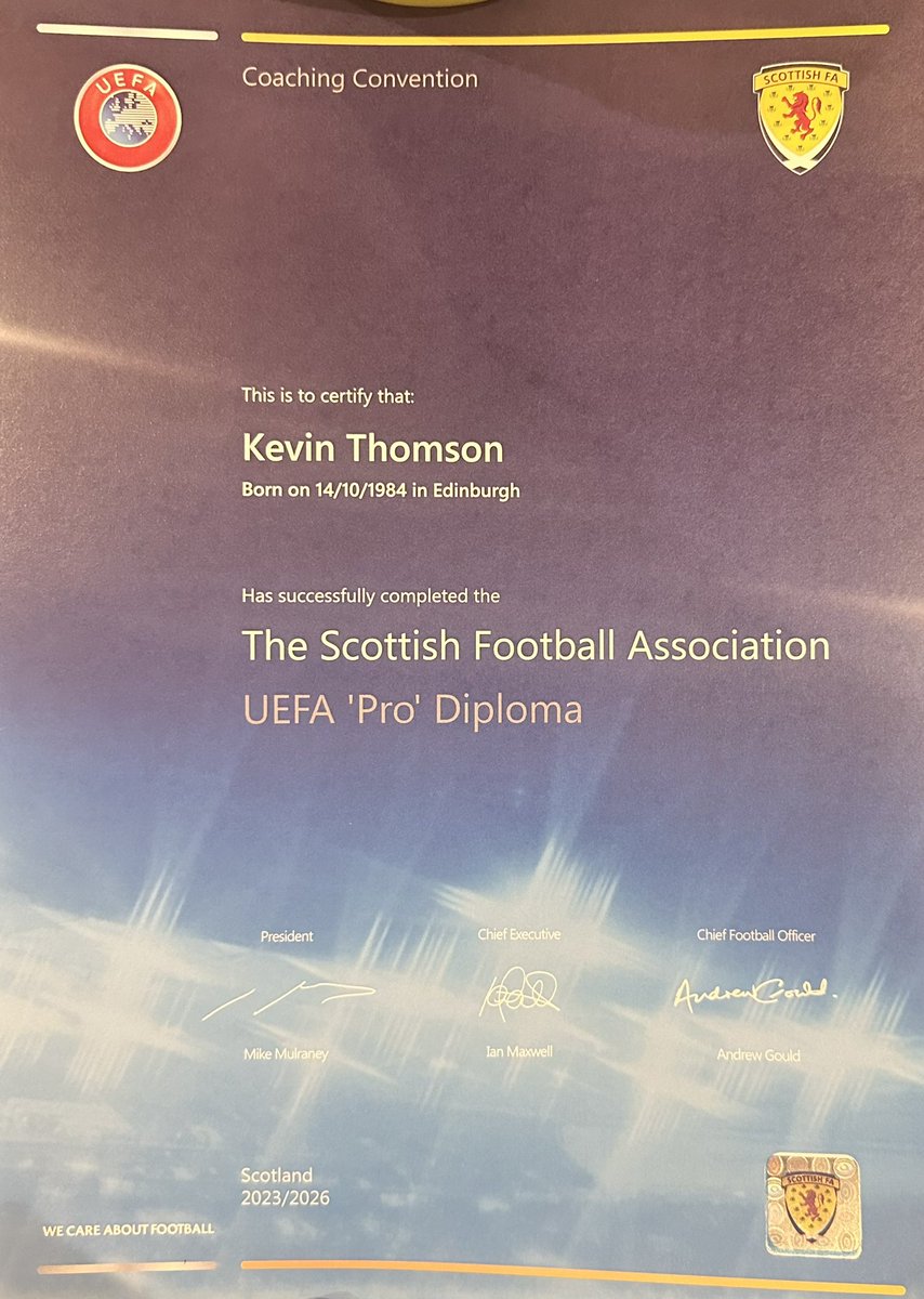 KThomsonAcademy's tweet image. Delighted to finally pass my pro licence!!! Long old slog, but worth it!! 👌⚽️🔥✅😎

Massive thanks to everyone who helped me along the way!! @grpat 

#prolicence #scottished