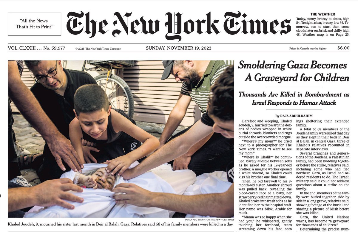 When even the New York Times is calling Gaza a graveyard for children… 

The tide is turning. But how many more children have to die for it to stop the slaughter once and for all?