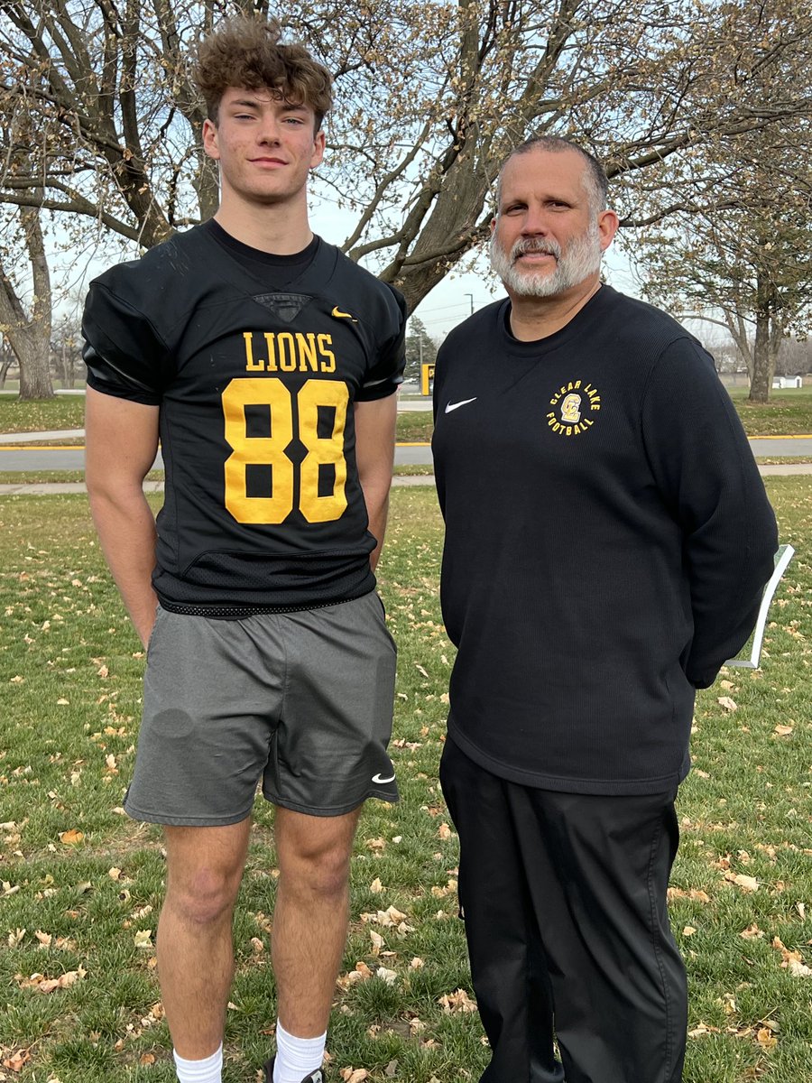 LemmingReport's tweet photo. Spend some time at clear Lake HS, IA with one of the state’s top prospects Tom Meyer and his successful head coach Aaron Stensland. Also wanted to thank the coach for taking time right before the football teams banquet at historic Surf ballroom.⁦@CoachAaronStens⁩ https://t.co/oCOcH62gGR