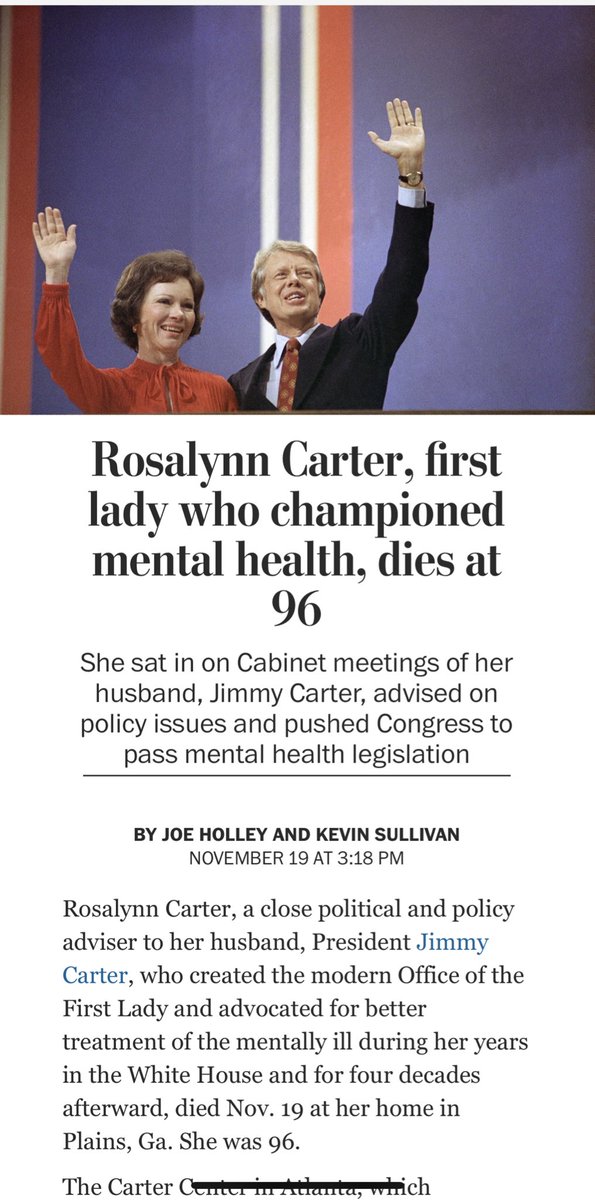 RIP Former First Lady Carter 💔
Ahead of her times in so many ways and both her and her husband gave so much to this world.