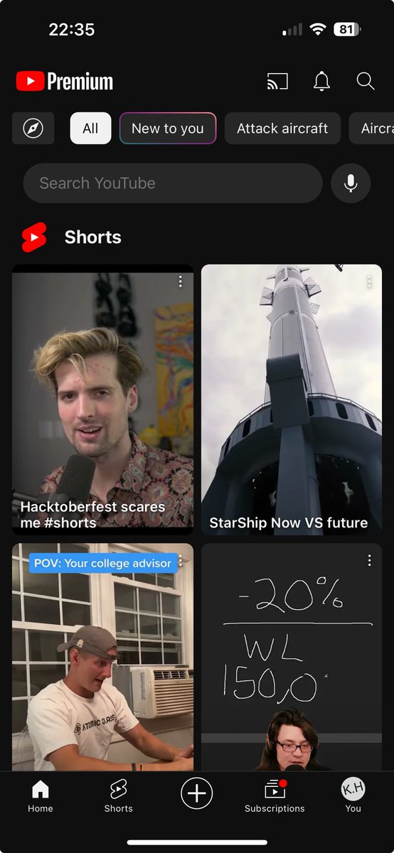 ⁦<a href="/TeamYouTube/">TeamYouTube</a>⁩ is there any way to turn off shorts being my entire phone screen? It’s already really visible in the navbar