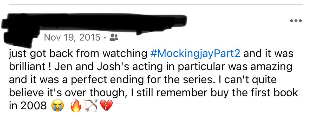 anaturesymphony's tweet photo. ooop 2 days ago I watched the newest #tbosas and 8 years ago #mockingjaypt2 ๐ญ wilddd, ty fb for the memory
#TheHungerGames https://t.co/3oDl2ebjKi