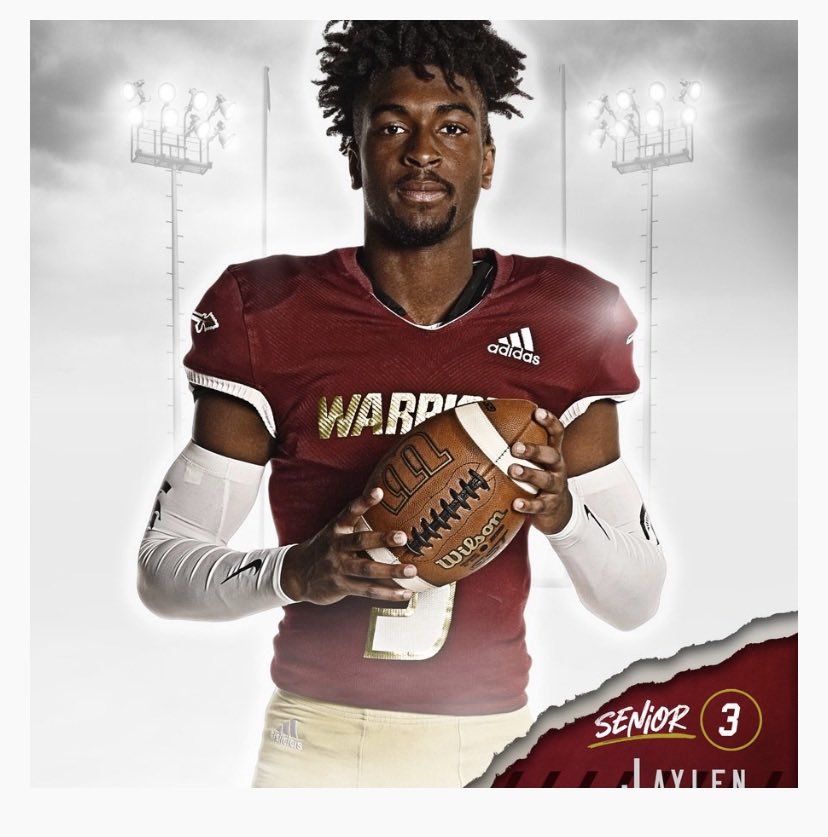 JaylenT06's tweet photo. First, I thank God for all He has given me. I thank my parents for always believing and pushing me. Thank you to all the coaches at @RHS_WarriorsFB for all that y’all have poured into me, it has been an honor. To my teammates it’s been a helluva ride on to my next journey #3 out https://t.co/EDZEAGaV5z
