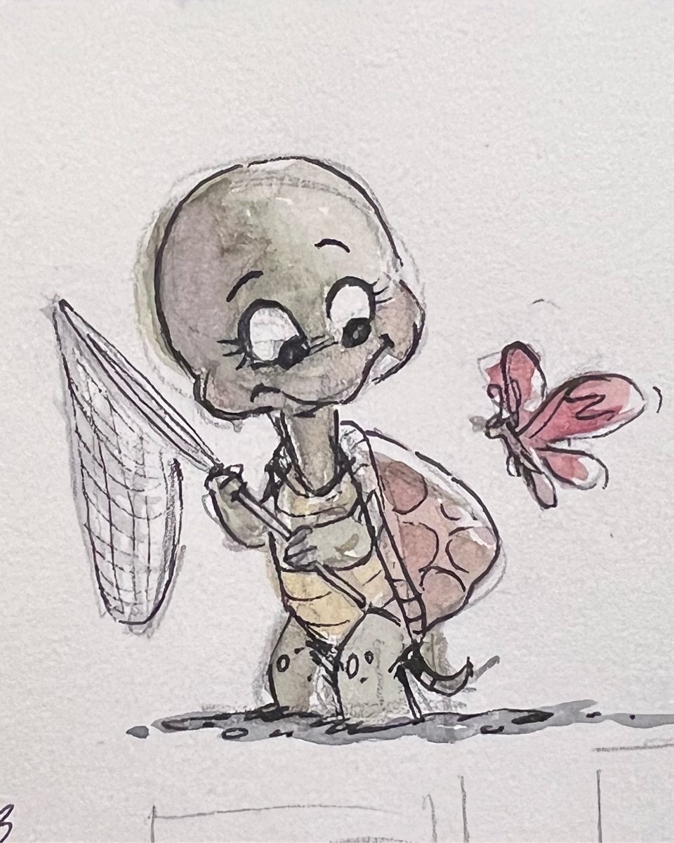 At CTNx doodling around. #doodle #inkdrawing #watercolor #turtle #cute #butterfly