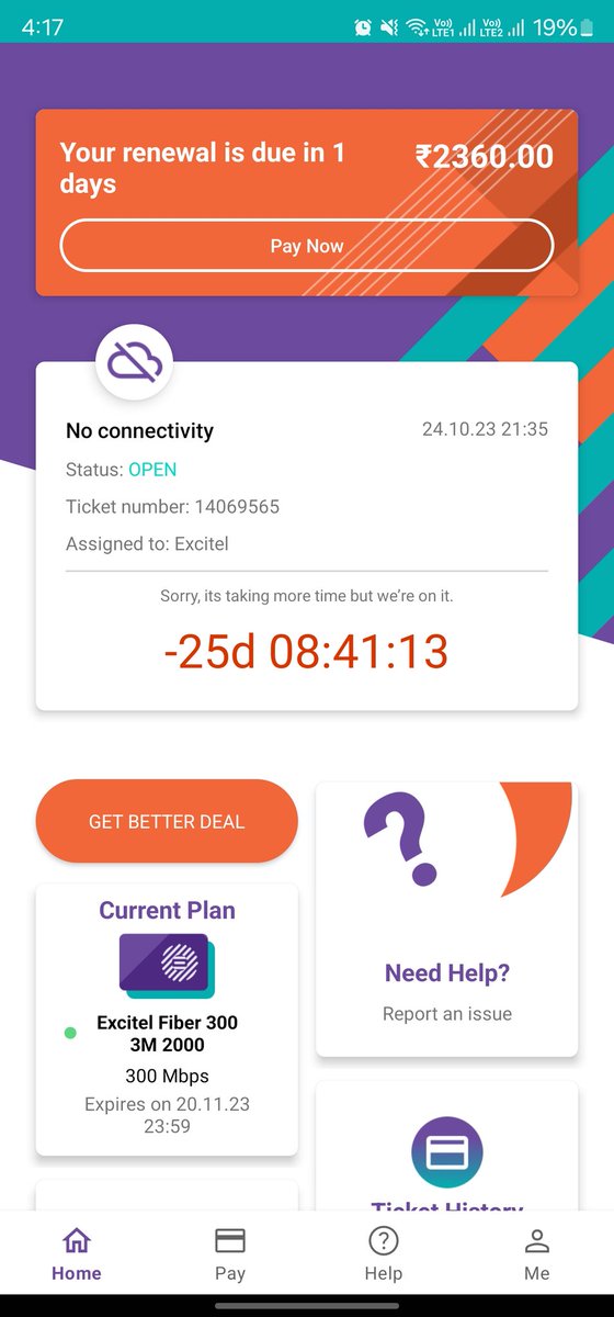 tanuj0132's tweet photo. @excitel_rocks Thank you for your support. 
Worst broadband service provider. https://t.co/5adZyRvPEd