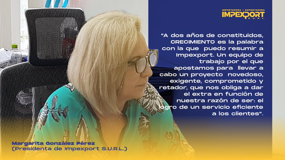 Cubaimpexport's tweet photo. Por coincidencias de la vida, este #19Noviembre el mundo celebra también el Día Internacional de la Mujer Emprendedora. En #Impexport🇨🇺➡️🌍⬅️ son muchas las mujeres valiosas, pero entre todas, hay una que nos dirige. Margarita, excelente profesional y ser humano #TúImportas😉👇 https://t.co/RZZkRIhxTT
